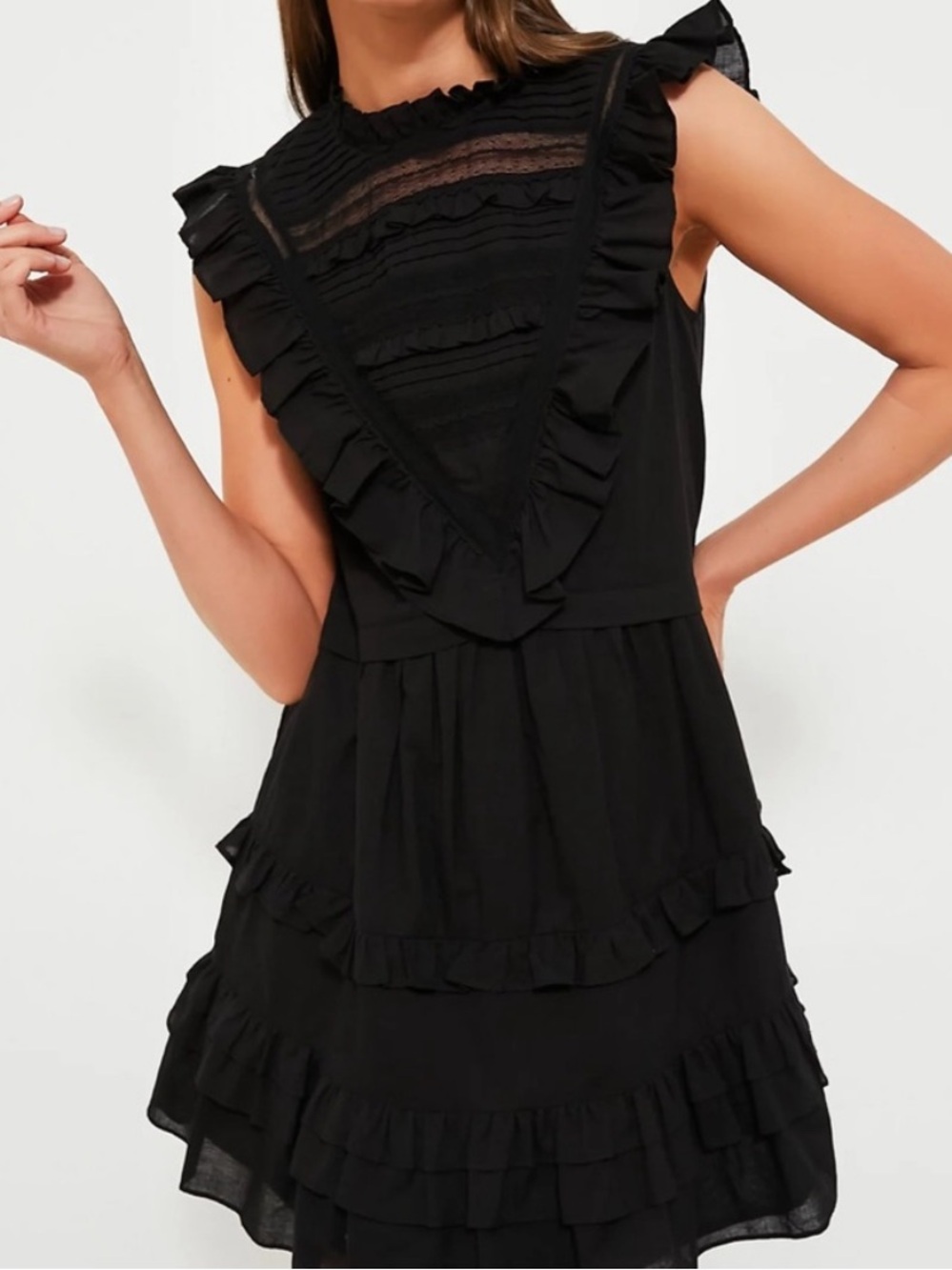 Tuckernuck Pomander Place Cecilia Black Ruffle Mini Dress